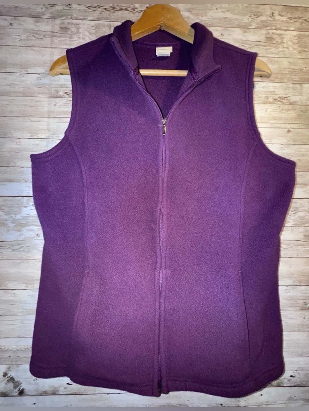L.L. Bean Purple Fleece Zip Up Vest Women’s Size Large Good Condition